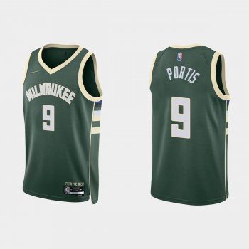 Milwaukee Bucks Bobby Portis #9 Nike 2021/22 75th Anniversary Diamond Hunter Green Jersey