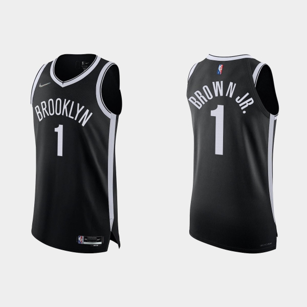 Brooklyn Nets Bruce Brown Jr. #1 2021/22 75th Anniversary Diamond Black Authentic Jersey