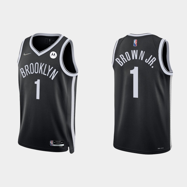 Brooklyn Nets Bruce Brown Jr. #1 Nike 2021/22 75th Anniversary Diamond Black Jersey Icon