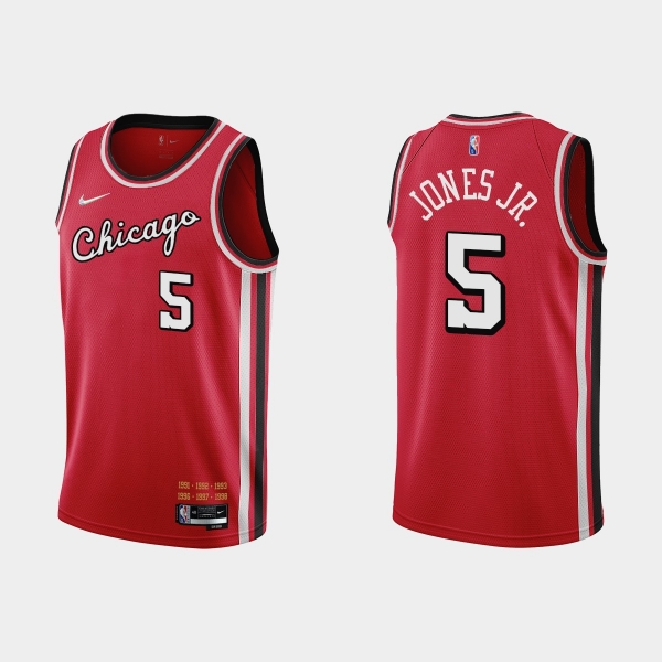 Chicago Bulls 75th Anniversary #5 Derrick Jones Jr. Red City Jersey