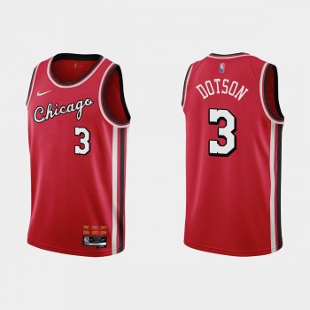 Chicago Bulls 75th Anniversary #3 Devon Dotson Red City Jersey