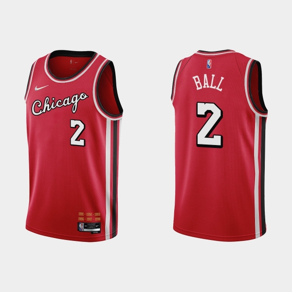 Chicago Bulls 75th Anniversary #2 Lonzo Ball Red City Jersey