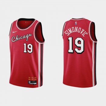 Chicago Bulls 75th Anniversary #19 Marko Simonovic Red City Jersey