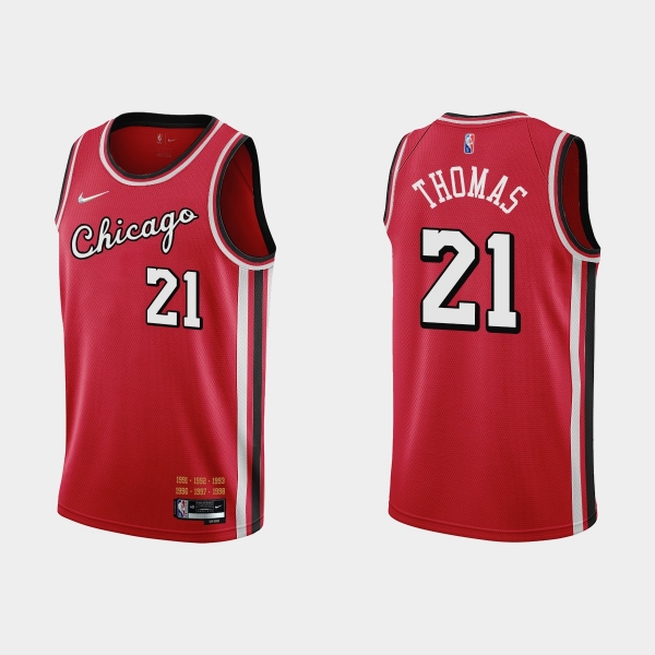 Chicago Bulls 75th Anniversary #21 Matt Thomas Red City Jersey