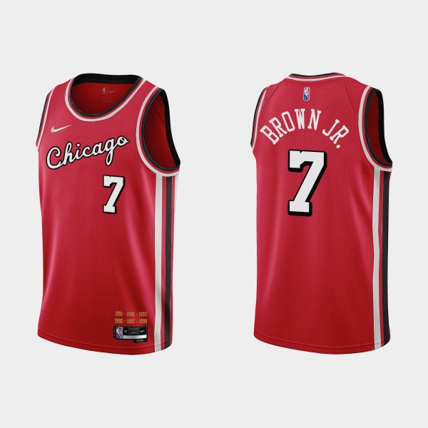 Chicago Bulls 75th Anniversary #7 Troy Brown Jr. Red City Jersey