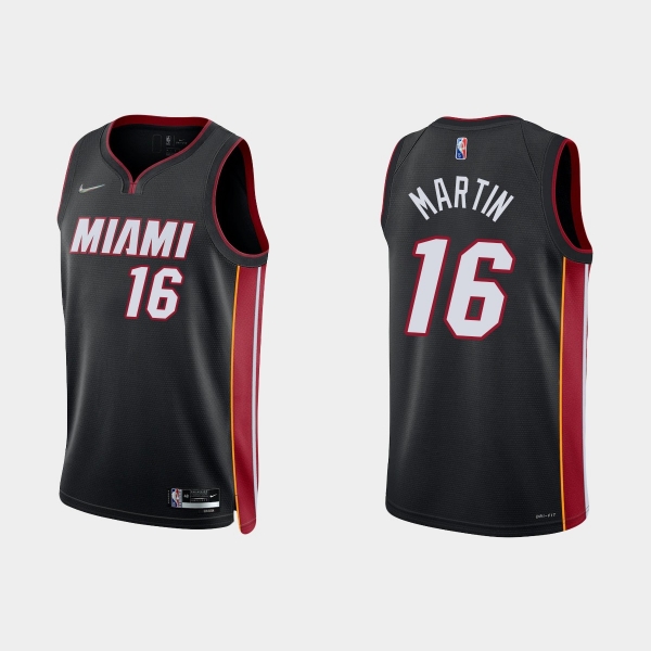 Miami Heat Caleb Martin #16 Nike 2021/22 75th Anniversary Diamond Black Jersey Icon