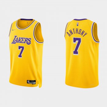 Los Angeles Lakers Carmelo Anthony #7 Nike 2021/22 75th Anniversary Diamond Gold Jersey Icon