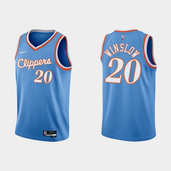 Los Angeles Clippers 75th Anniversary #20 Justise Winslow Blue City Jersey