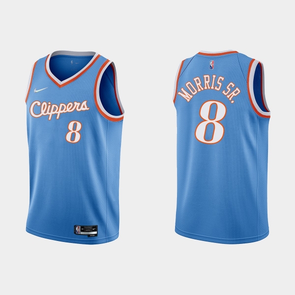 Los Angeles Clippers 75th Anniversary #8 Marcus Morris Sr. Blue City Jersey