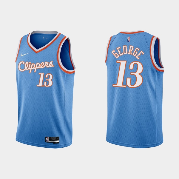 Los Angeles Clippers 75th Anniversary #13 Paul George Blue City Jersey