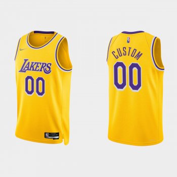 Los Angeles Lakers Custom #00 Nike 2021/22 75th Anniversary Diamond Gold Jersey Icon