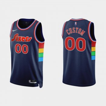 Philadelphia 76ers Custom #00 Nike 2021/22 75th Anniversary Diamond Navy Jersey Icon