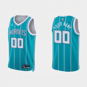 Charlotte Hornets Custom #00 Nike 2021/22 75th Anniversary Diamond Teal Jersey Icon