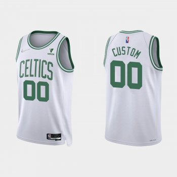 Boston Celtics Custom #00 Nike 2021/22 75th Anniversary Diamond White Jersey Association