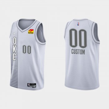 Thunder Custom #00 Nike City Edition 75th Anniversary Gray Jersey