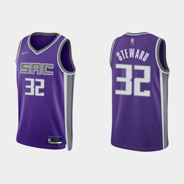 Sacramento Kings D. J. Steward #32 Nike 2021/22 75th Anniversary Diamond Purple Jersey Icon