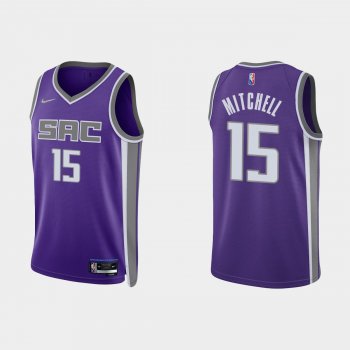 Sacramento Kings Davion Mitchell #15 Nike 2021/22 75th Anniversary Diamond Purple Jersey Icon