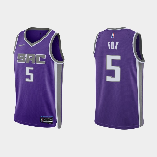 Sacramento Kings De'Aaron Fox #5 Nike 2021/22 75th Anniversary Diamond Purple Jersey Icon