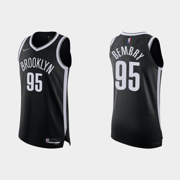 Brooklyn Nets DeAndre' Bembry #95 2021/22 75th Anniversary Diamond Black Authentic Jersey