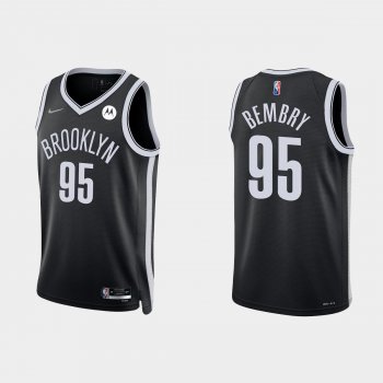 Brooklyn Nets DeAndre' Bembry #95 Nike 2021/22 75th Anniversary Diamond Black Jersey Icon