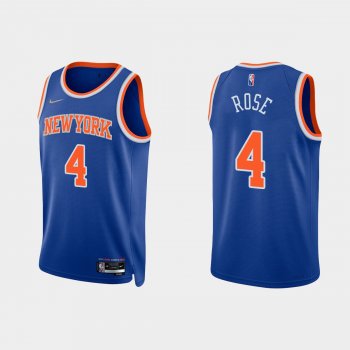 New York Knicks Derrick Rose #4 Nike 2021/22 75th Anniversary Diamond Blue Jersey Icon