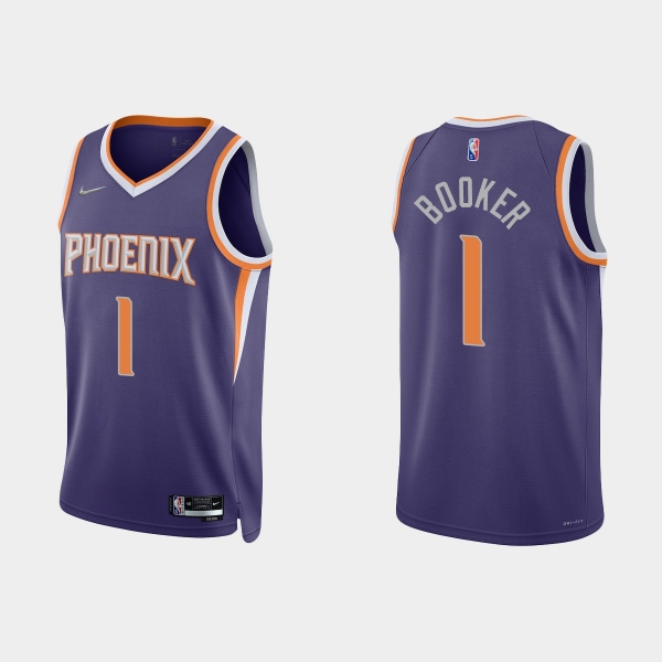 Phoenix Suns Devin Booker #1 Nike 2021/22 75th Anniversary Diamond Purple Jersey Icon