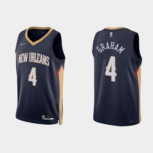 New Orleans Pelicans Devonte' Graham #4 Nike 2021/22 75th Anniversary Diamond Navy Jersey Icon