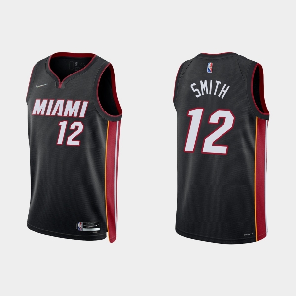 Miami Heat Dru Smith #12 Nike 2021/22 75th Anniversary Diamond Black Jersey Icon