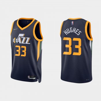 Utah Jazz Elijah Hughes #33 Nike 2021/22 75th Anniversary Diamond Navy Jersey Icon