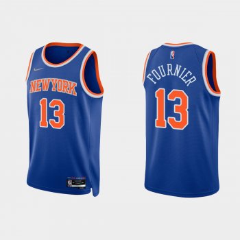 New York Knicks Evan Fournier #13 Nike 2021/22 75th Anniversary Diamond Blue Jersey Icon