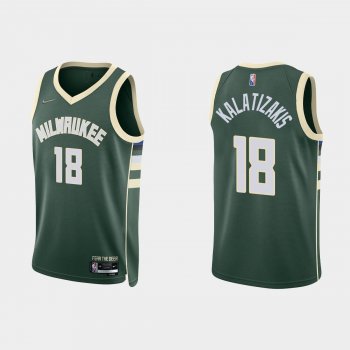 Milwaukee Bucks Georgios Kalaitzakis #18 Nike 2021/22 75th Anniversary Diamond Hunter Green Jersey