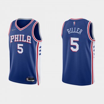 Philadelphia 76ers Grant Riller #5 Nike 2021/22 75th Anniversary Diamond Royal Jersey Icon