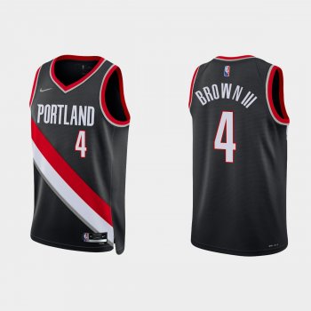 Portland Trail Blazers Greg Brown III #4 Nike 2021/22 75th Anniversary Diamond Black Jersey Icon