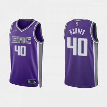 Sacramento Kings Harrison Barnes #40 Nike 2021/22 75th Anniversary Diamond Purple Jersey Icon