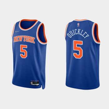 New York Knicks Immanuel Quickley #5 Nike 2021/22 75th Anniversary Diamond Blue Jersey Icon