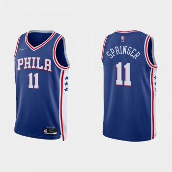 Philadelphia 76ers Jaden Springer #11 Nike 2021/22 75th Anniversary Diamond Royal Jersey Icon