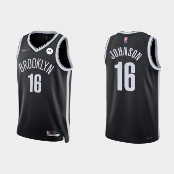 Brooklyn Nets James Johnson #16 Nike 2021/22 75th Anniversary Diamond Black Jersey Icon