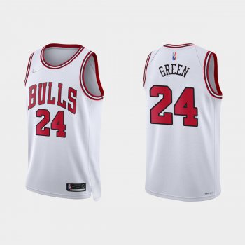 Chicago Bulls Javonte Green #24 Nike 2021/22 75th Anniversary Diamond White Jersey Association