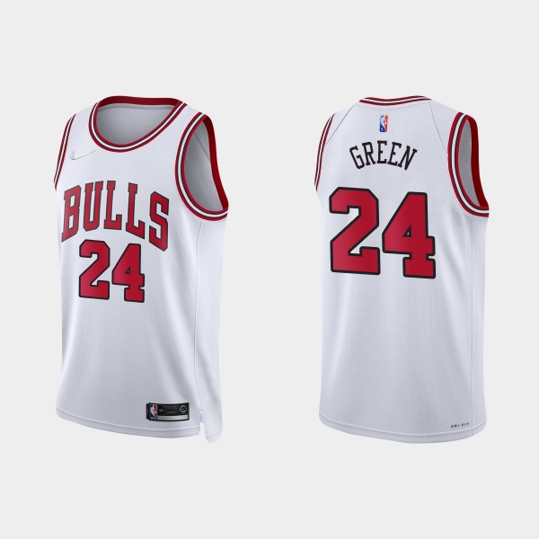 Chicago Bulls Javonte Green #24 Nike 2021/22 75th Anniversary Diamond White Jersey Association