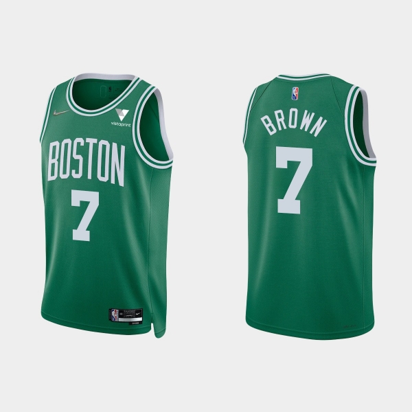 Boston Celtics Jaylen Brown #7 Nike 2021/22 75th Anniversary Diamond Kelly Green Jersey Icon