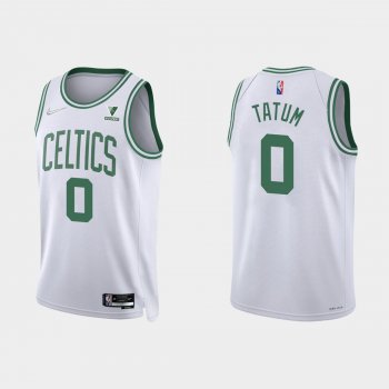 Boston Celtics Jayson Tatum #0 Nike 2021/22 75th Anniversary Diamond White Jersey Association