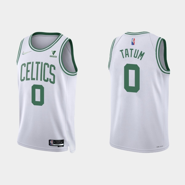 Boston Celtics Jayson Tatum #0 Nike 2021/22 75th Anniversary Diamond White Jersey Association