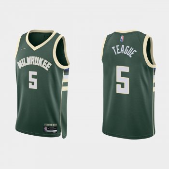 Milwaukee Bucks Jeff Teague #5 Nike 2021/22 75th Anniversary Diamond Hunter Green Jersey