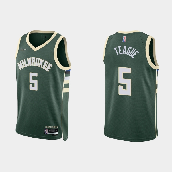 Milwaukee Bucks Jeff Teague #5 Nike 2021/22 75th Anniversary Diamond Hunter Green Jersey