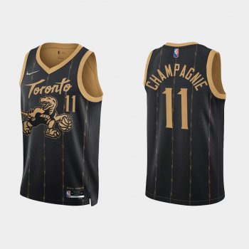 Toronto Raptors Justin Champagnie #11 Nike 2021/22 75th Anniversary City Edition Black Jersey