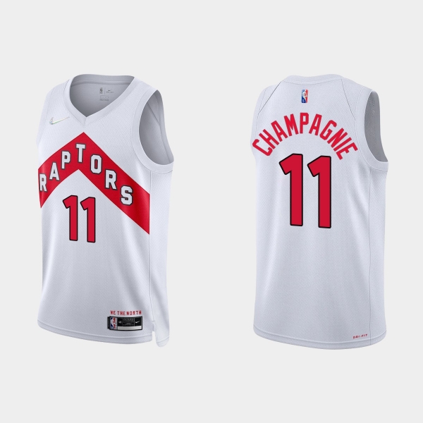 Toronto Raptors Justin Champagnie #11 Nike 2021/22 75th Anniversary Diamond White Jersey Association