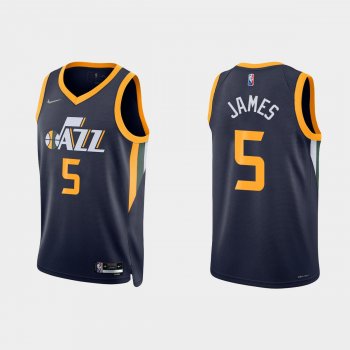 Utah Jazz Justin James #5 Nike 2021/22 75th Anniversary Diamond Navy Jersey Icon