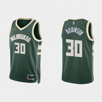 Milwaukee Bucks Justin Robinson #30 Nike 2021/22 75th Anniversary Diamond Hunter Green Jersey