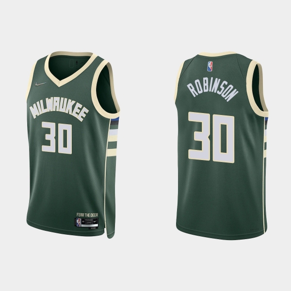 Milwaukee Bucks Justin Robinson #30 Nike 2021/22 75th Anniversary Diamond Hunter Green Jersey