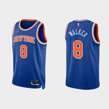 New York Knicks Kemba Walker #8 Nike 2021/22 75th Anniversary Diamond Blue Jersey Icon